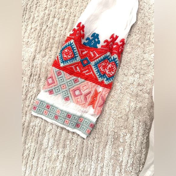 Johnny Was Audrey White Tunic Women's Embroidered Floral Long Sleeved Size Small - Picture 7 of 11